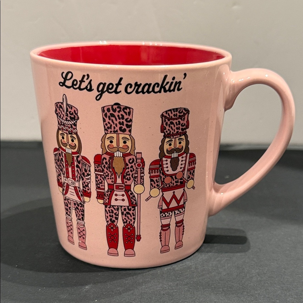 NEW Christmas nutcracker mug pink Let's Get Crackin' coffee mug NWT